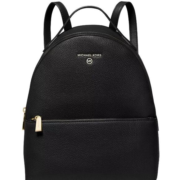 MICHAEL KORS VALERIE MEDIUM BACKPACK PEBBLED LEATHER BLACK - Picture 1 of 4